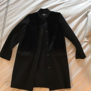Black Vince pea coat fur XS